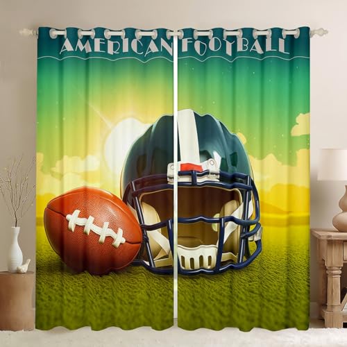 Erosebridal Kids Rugby Curtains American Football Blackout Curtains 84x84 for Boys,Sports Game Curtains & Drapes Rugby Themed Bedroom Curtains Rugby Helmet Window Treatments