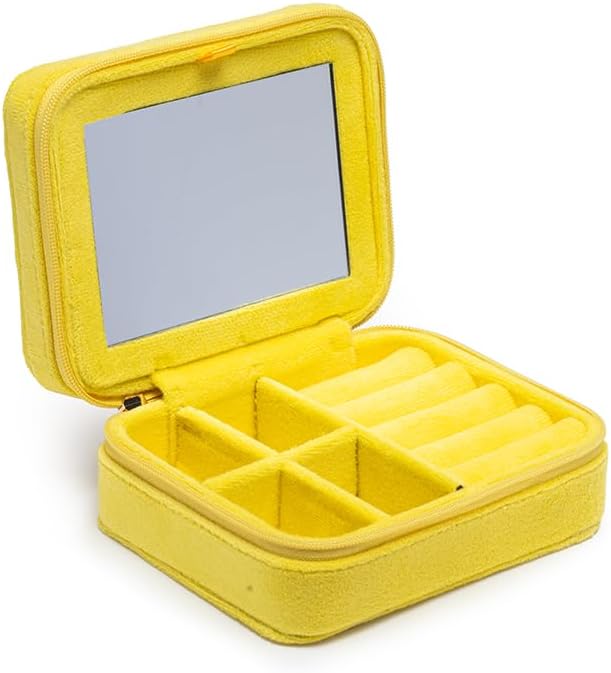 Living Royal Chips Design Jewelry Travel Case – Portable Box with Mirror and Zipper for Rings, Necklaces, Earrings, Bracelets