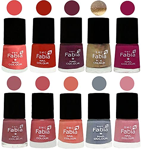 Image of ALL IN ONE (PACK OF 10), Long Lasting Glossy Nail Polish, 6 ml Each, All Vibrant Colours,01808
