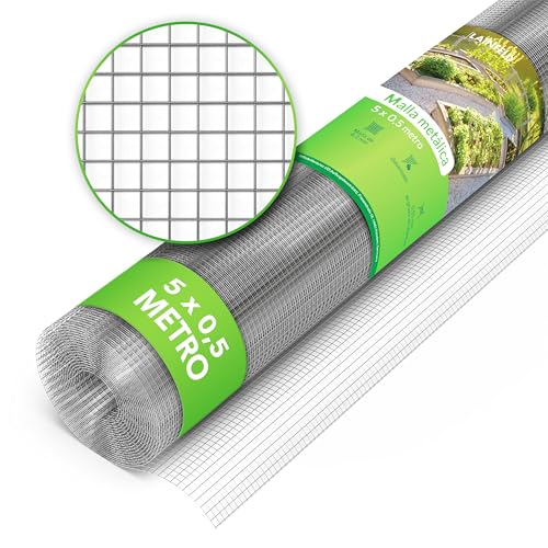 LAINFELD Grelha de arame de malha fina | 5 x 0,5 metros | Grelha para roedores para bancos altos com malha de 6,3 mm | fio para coelhos para aviários