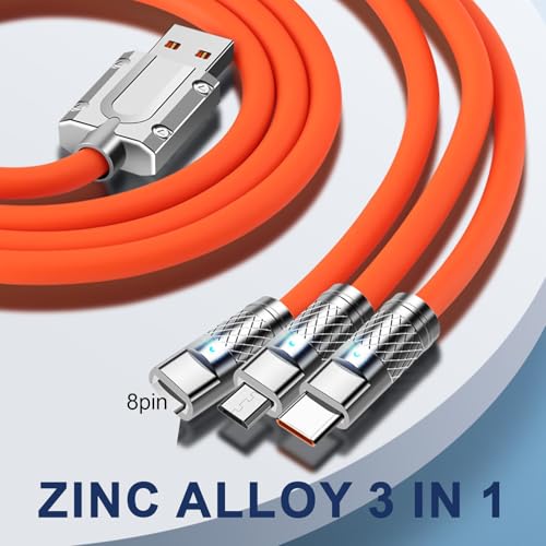 Image of EDNITA 3-In-1 Charging Cable | Micro Usb, Type C And Micro USB, 15W Fast Charging Cable | 1M, Wide Campatibility- Orange