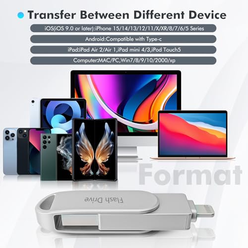 Clé USB 512 Go pour iPhone compatible iPad Android et PC
