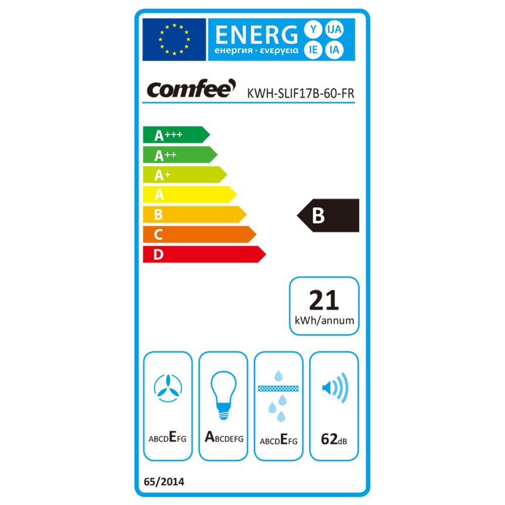 COMFEE'SLIF17B-60 Hotte aspirante 60 cm sous comptoir 2 modes 3 vitesses Noir