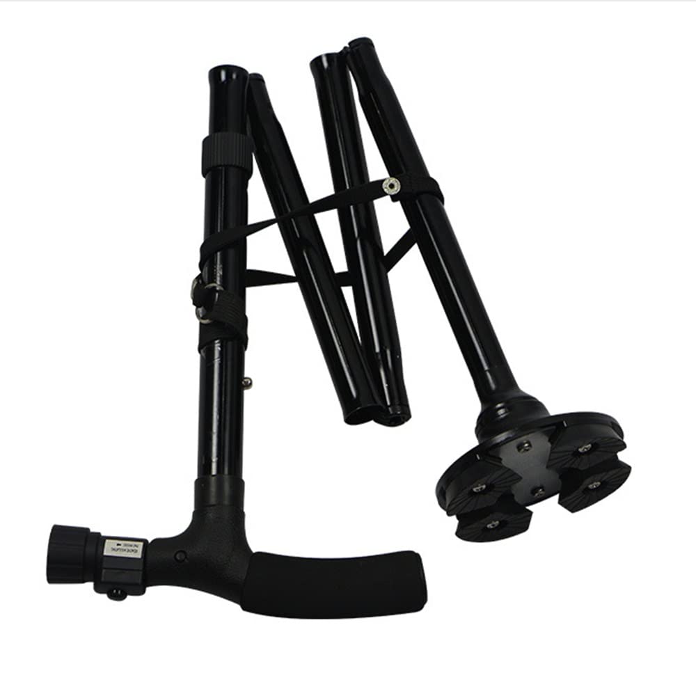 Bastón Plegable con luz LED, bastón Ajustable, bastón Plegable telescópico, muletas Ligeras para Adultos