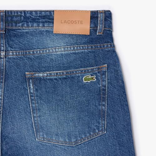 Lacoste Men's 5 Pocket Straight Cut Indigo Jeans, Washed DEEP Medium, 31/324