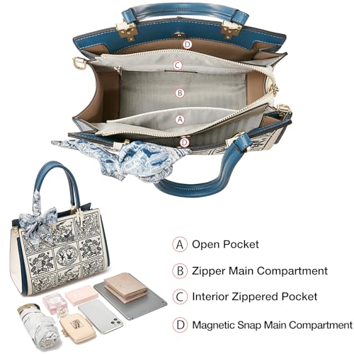 FOXLOVER Vintage Embroidery Leather Handbag for Women - Elegant Shoulder Tote & Satchel Purse, Top Handle Crossbody Bag4