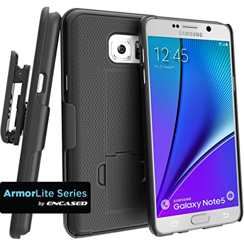 Encased Case with Belt Clip for Samsung Galaxy Note 5 Combo Case w/ClikLock Holster - Black (Samsung Galaxy Note 5)