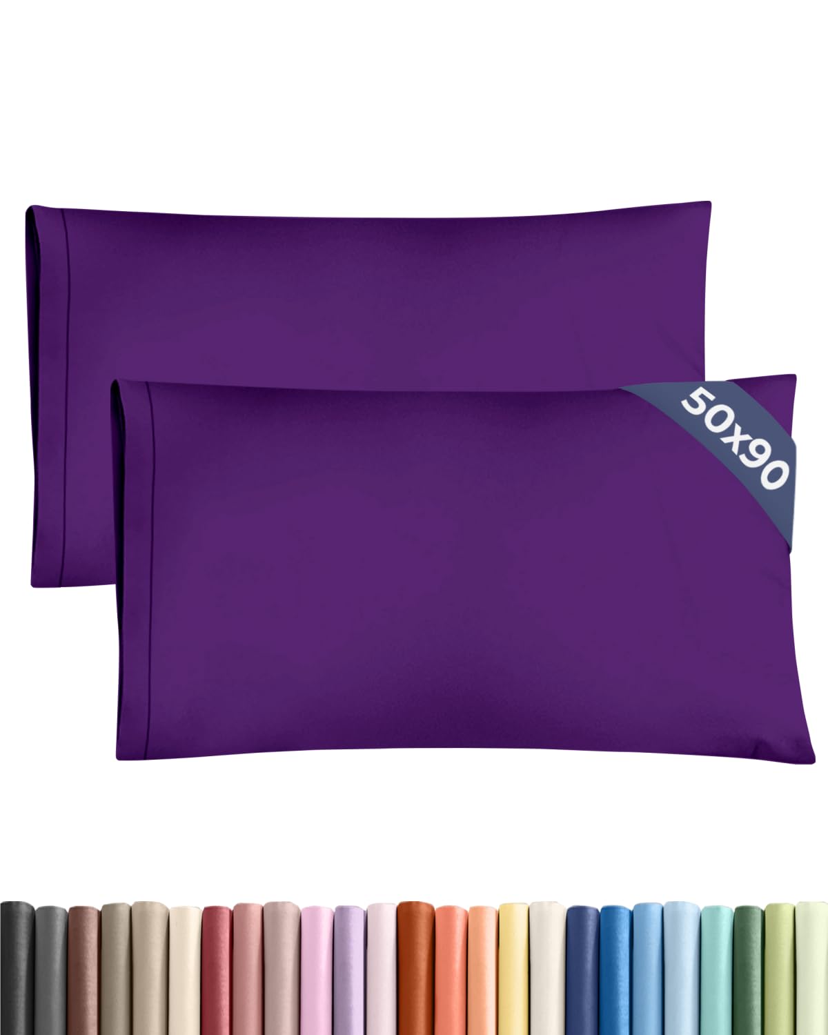 CGK 2 Pack King Size Purple Pillow Cases 50x90 cm with Envelope Closure - Brushed Microfiber - Soft, Wrinkle & Fade Resistant - Breathable, Hypoallergenic & OEKO-TEX Standard 100 Certified