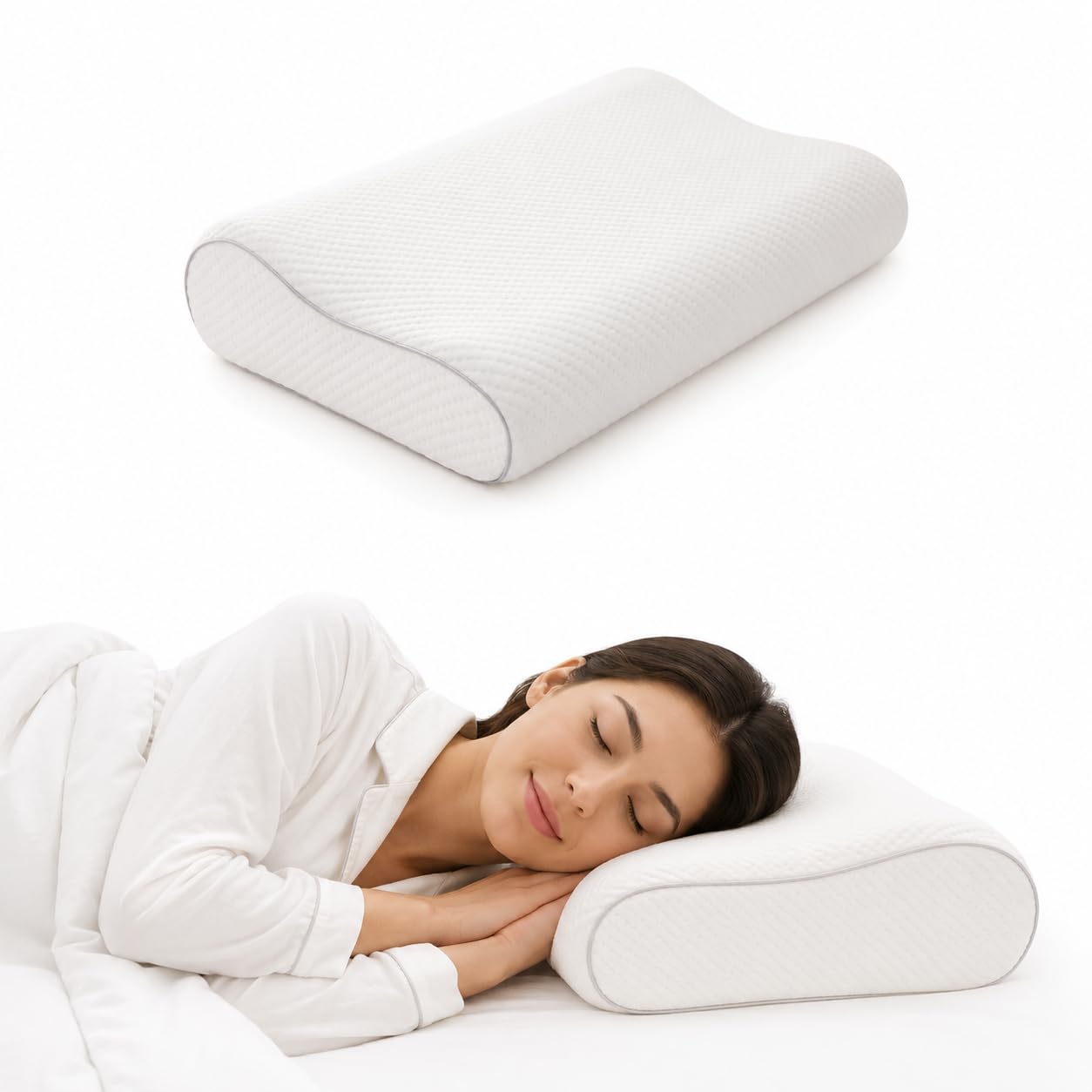 Memory Foam Pillow Pack-10 | Premium Pillows for Neck and Shoulder Pain – Deep Sleep Orthopedic Pillow 30x50 Cm, Contoured Side Sleeper Pillow, Cervical Neck Support Pillow for Back & Stomach Sleepers