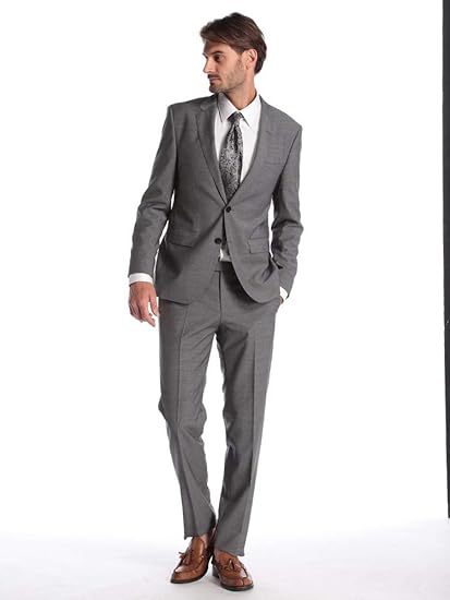 Amazon ヒューゴ ボス Hugo Boss ウール100 ミニドット シングル 2ツ釦 スーツ Gray Hbrjs 並行輸入品 スーツ ビジネスウェア 通販