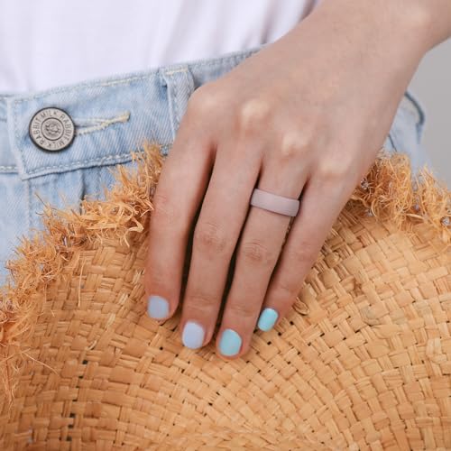 Egnaro Women's Bridal Rings Sets, 6mm Wide, 2mm Thick, Silicone Wedding Rubber Band with Half Size, Inner Arc Ergonomic Breathable Design by Egnaro - Image 3