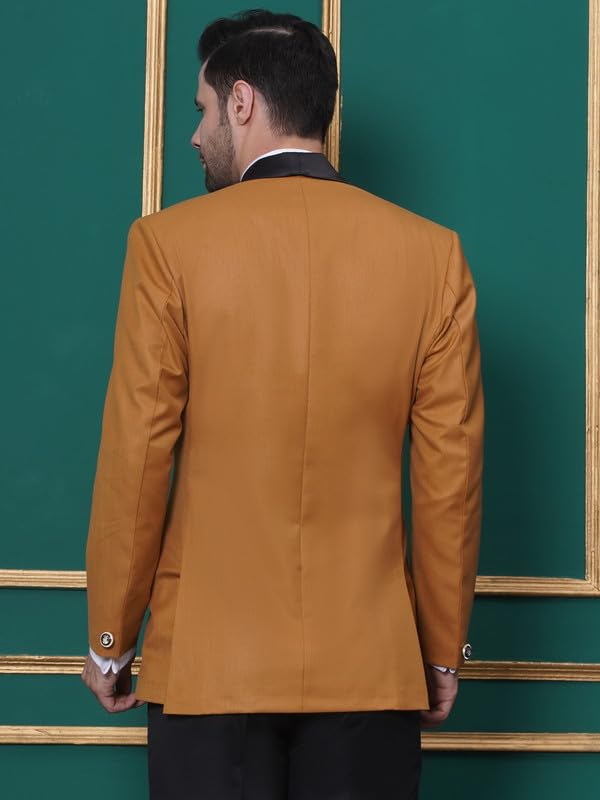 Image of FAVOROSKI Tuxedo Blazer for Men with 2 Pockets | Rayon Slim Fit Blazers | Ethnic Wear Tuxedos | One Button Solid Tuxedo Blazers in Shawl Collar | Blazer for Wedding, Festive, Formal