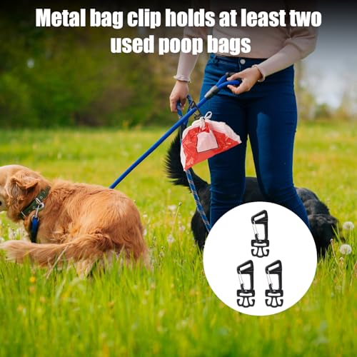 Image of PEUTIER 3 Packs 2 in 1 Dog Poop Bag Holders with Metal Used Bag Carriers, Dog Poop Bag Dispenser for Leash Large Opening Dog Walking Accessories for Easy Access to Doggie Waste Bags (Black)