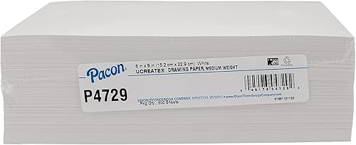 Pacon Papel de dibujo, blanco, peso medio, 50 libras, 6 "x 9", 500 hojas