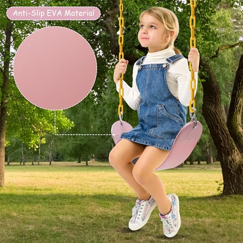 Image of Sunnyglade 8PCS Swings Seats Heavy Duty with 66 inch Chain, Playground Swing Set Accessories Replacement with Snap Hooks, Support 250lb (8, Pastel Pink)
