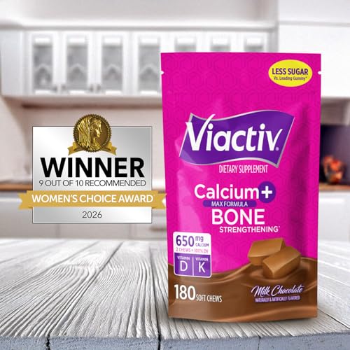 Viactiv Calcium + Vitamin D Supplement Soft Chews for Women & Men - Chewable Calcium for Bone Health Support, 650 mg per Serving, Vitamin D & K for High Absorption - 180 Count, Milk Chocolate - Image 3