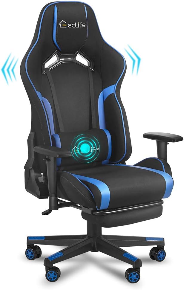 eclife Ergonomic Gaming Chair with Lumbar Massage Pillow