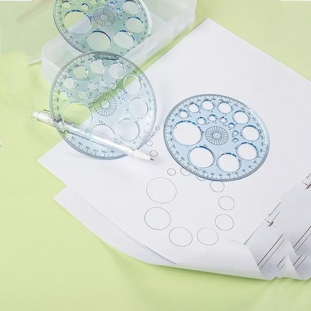 White Full Circle Template Plastic Round Protractor 360 Degree for Painting Drawing Drafting Tool 16 Circular Sizes,Technical Drawing Supplies,Protractors - Image 5
