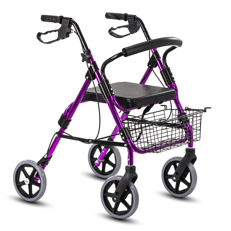 Image of KosmoCare Premium Imported Rollator Walker with Seat - (Color - Purple)