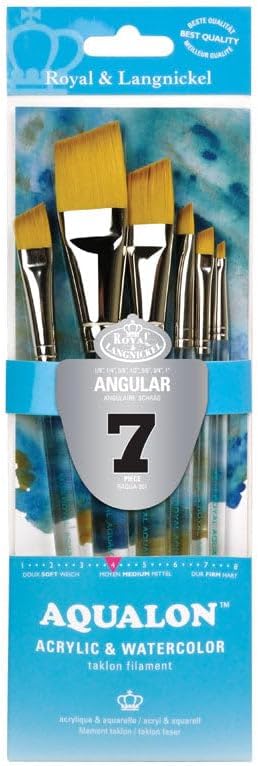 Royal & Langnickel Aqualon Angular Artist Brush Set, 7-Piece
