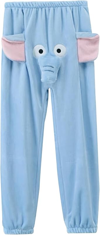 Funny Elephant Trunk Pants with Big Nose and Ears - Warm Cute Mens Pajama Pants for Valentines Day Gifts