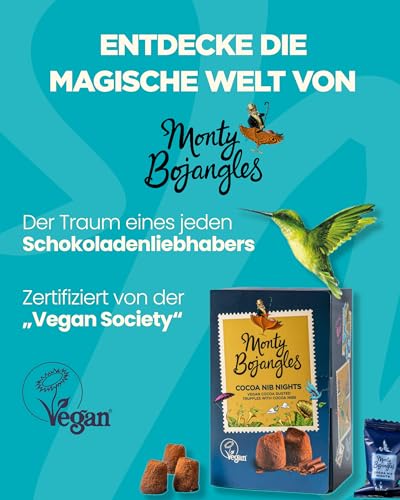 Monty Bojangles Cocoa Nib Nights – Vegane Trüffel Pralinen mit Kakao Nibs, Schokolade Geschenk, 180 g, Preisgekrönte Luxustrüffel mit Schokoladengeschmack, Perfektes Milchfreies Pralinen Geschenk