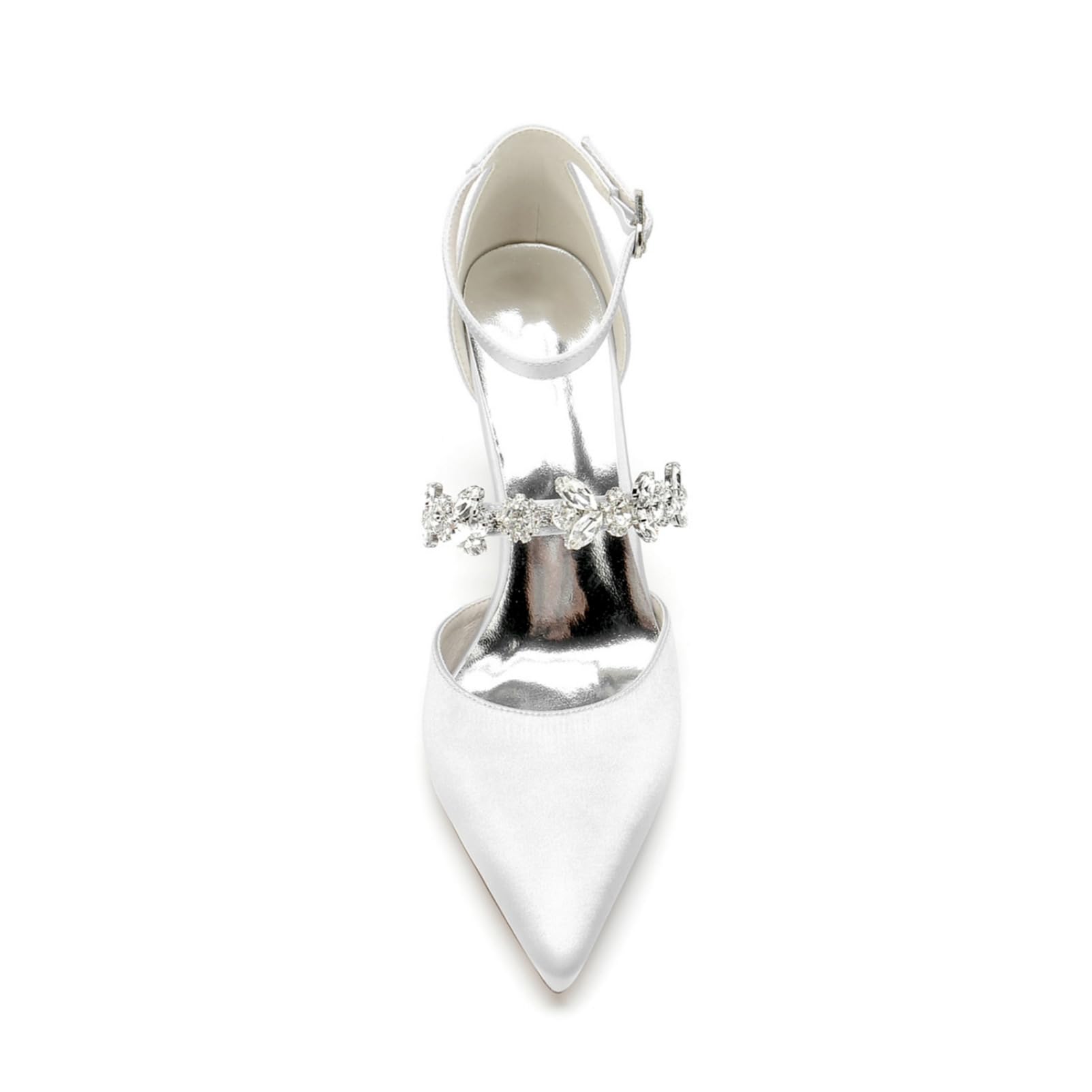Zapatos de Novia Gruesos de Diamantes de imitación para Mujer Zapatos de tacón con Correa de Tobillo Sandalias de Vestido de Fiesta de Novia de Negocios de Punta Cerrada
