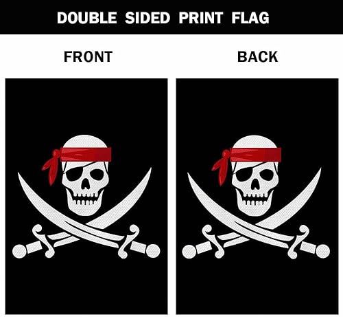 Miniatura 2 de AOYEGO Bandera de pirata para casa, 28 x 40 pulgadas, grande, vertical, de doble cara, calavera Jolly Roger con huesos cruzados, decoración exterior