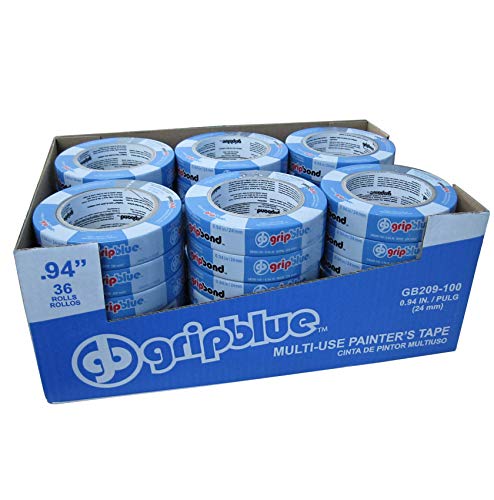 Blue Painters Tape 0.94/24mm X 60 YDs - Case of 36 Rolls | Multi-Use Safe-Release Crepe Paper Masking Tape for Multi-Surfaces