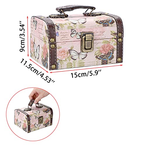 Elldoo Decorative Treasure Chest Box, Wooden + Pu Leather Storage Box For Jewelry Trinkets, Keepsakes Box For Girls Women Gifts (Butterfly Pattern, Small) #TOP1