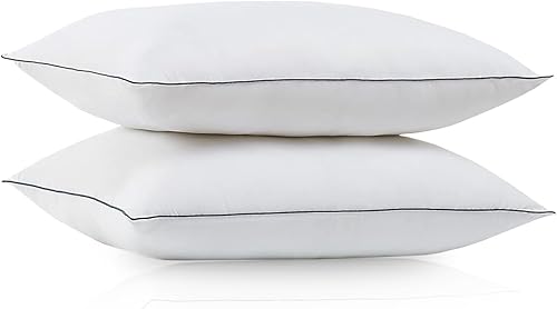 SGI - Almohada de microfibra tamaño Queen Juego de 2 Almohada de calidad de hotel para dormir de lado, estómago y espalda Almohadas de relleno de