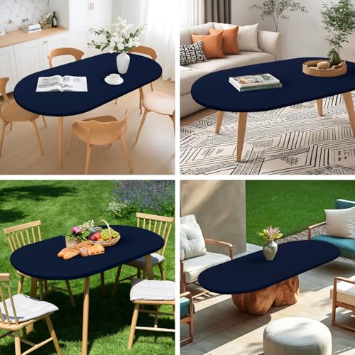 NEWISHER Fitted Oval Tablecloth 48 x 68 Inch Elastic Table Cloth Navy by NEWISHER - Used condition - Image 7