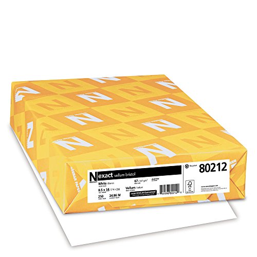 Wausau Exact Vellum Bristol Cardstock 250 Sheets White 94 Brightness 67 lb 8.5 x 14 Inches