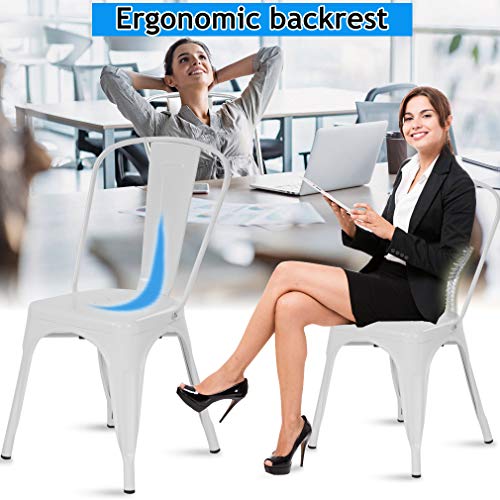 Metal Dining Chairs Indoor-Outdoor Stackable Chic Restaurant Side Bistro Chair Set Of 2, 18 Inch Seat Height, 330Lbs Weight Capacity Cafe Tolix Kitchen Farmhouse Pub Trattoria Industrial Bar Chairs #TOP3