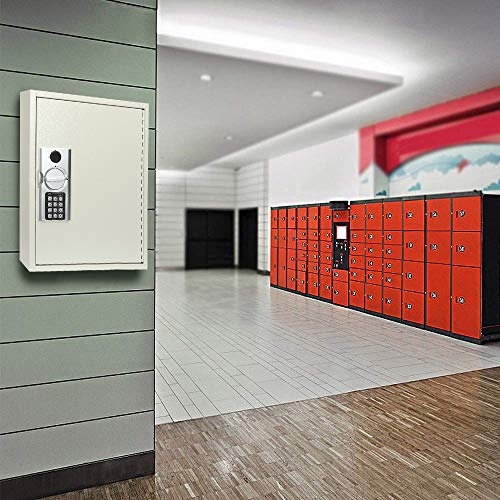 Kyodoled 60 Key Cabinet With Digital Lock,Lock Box With Code Wall Mounted,Metal Steel Key Safe,Large Storage Cabinet Boxes For House Key,12.99'' X 17'' X 2.55'' (White,60 Keys) #TOP6
