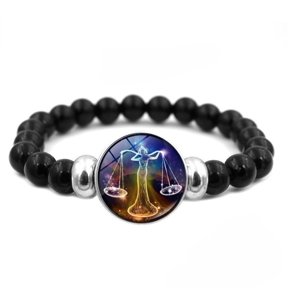 YONGHONGKEJI Chakra Bracelets For Women 12 Zodiac Signs Constellation Astrological Bangle Natural Black Onyx Gemstone Healing Crystal Horoscope Bracelet Birthstone Jewelry Men Couple,Libra