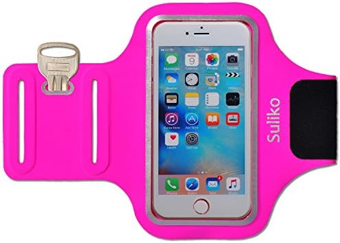 Suliko Lycra Sweat Resistant Armband with Key Holder for Apple and Samsung SmartPhones - Pink