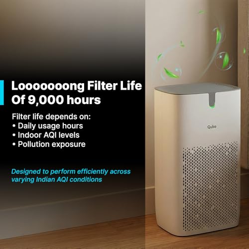 Image of Qubo Smart Air Purifier Q400 Filter for Home by Hero Group | 99.99% Allergen Removal | True HEPA13 | 9000 Hrs Filter Life | App & Voice Control