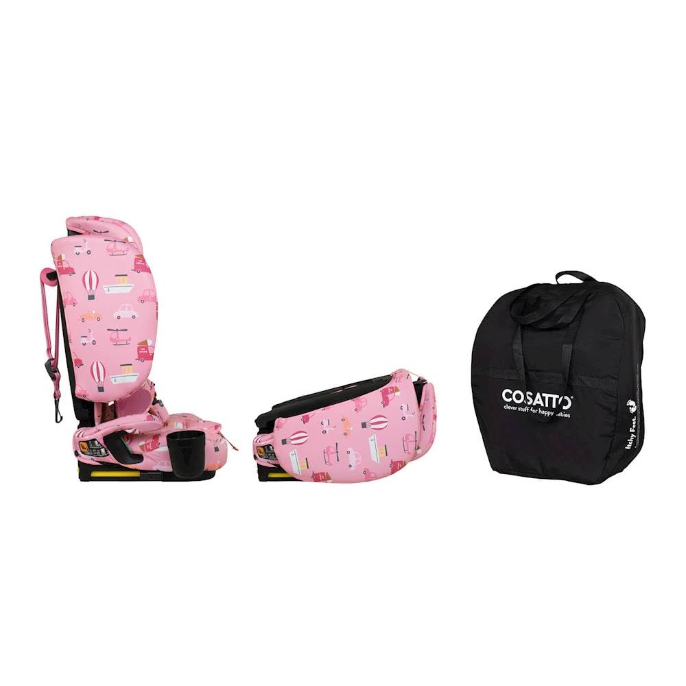 Cosatto Asiento de coche plegable para llevar, de 15 meses a 12 años, 76-150 cm, asiento de viaje ISOFIX portátil, ultracompacto y ligero, protección contra impactos laterales y bolsa de viaje