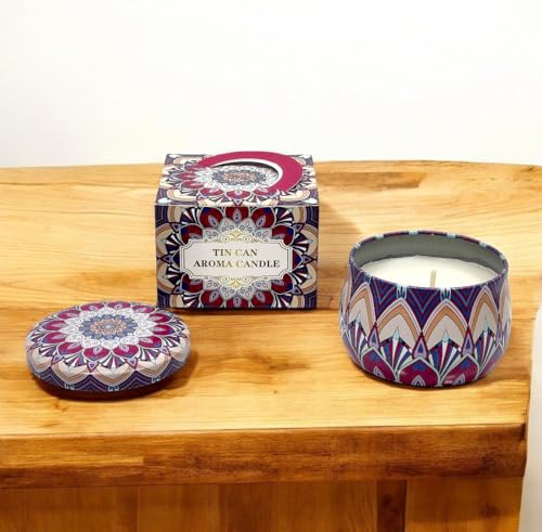 Image of Mandala Candle | Handcrafted Scented Wax Jar with Intricate Mandala Design | Spiritual Home Decor & Gift (EarthSong Mandala)