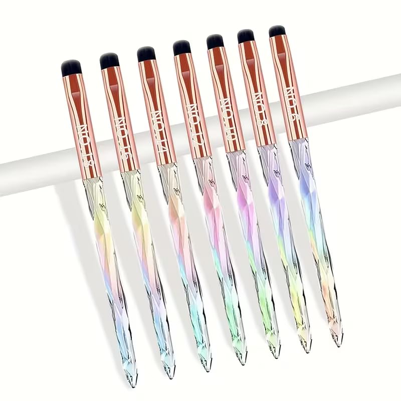 French Tip Brush for Nails, Size 6, Professional Clean Up Brush for Gel Nail Polish, Precision Manicure Brush with Iridescent Handle