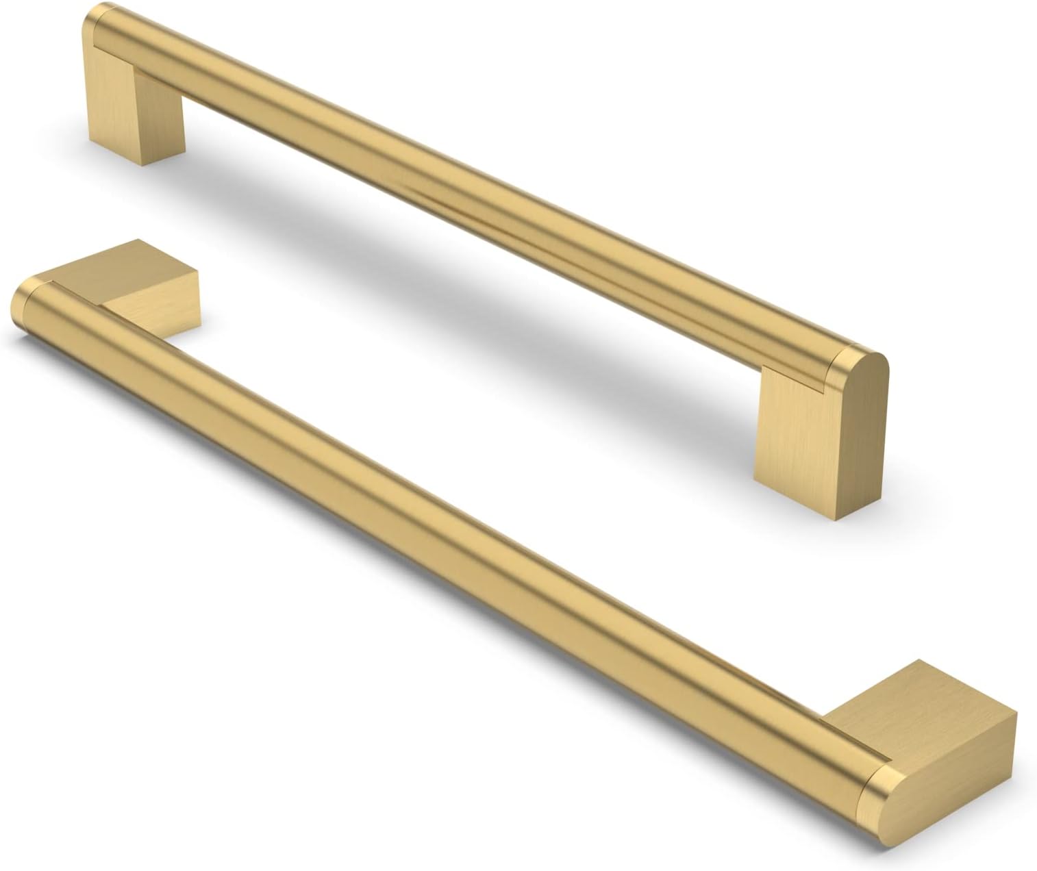 FURNIWARE 10 Pack Cabinet Pulls, Hardware Drawer Handles, Stainless Steel Kitchen Cabinet Door Handles Pull, Brass-224mm(8.8 Inch) Hole Center