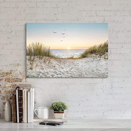 Beach Wall Art Canvas Bathroom: Coastal Sunset Ocean Print Artwork Modern Sea Scene Seascape Picture Seaside Landscape Seashore Painting for Living Room Bedroom Office Decor - Image 2