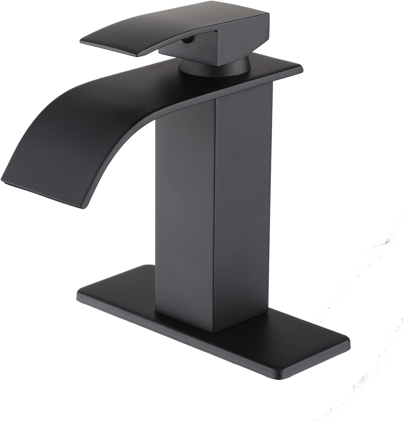 Wicbim Mattle Black Bathroom Faucet,Modern Waterfall Black Bathroom Faucet,Single Handle Suitable for 1 or 3 Holes,Supply Deck Plate and Hose