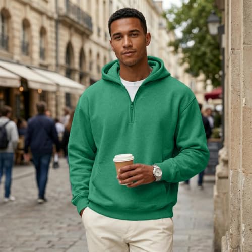 Men Zip Up Hoodie Classic 1/4 Zip Big and Tall Fleece Oversized Hoodies - image 4