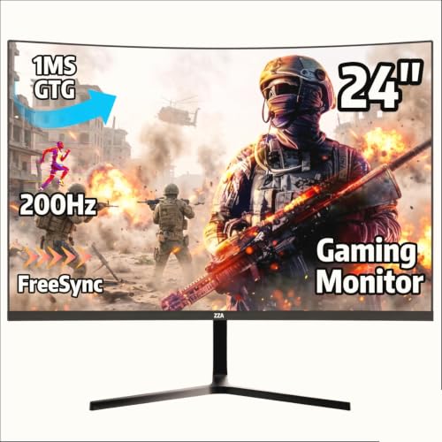 Image of ZZA 24 Inch Gaming Monitor 200Hz, FHD 1080P Computer Screen, FreeSync Sync, 3000:1 Contrast, 120% sRGB, HDMI & DP Ports, VESA Mount, HDMI Cable Included