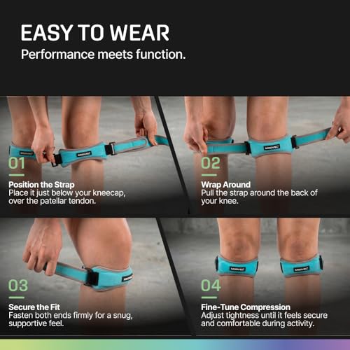 Image of Modvel Knee Strap Patella Tendon Support Brace Band, One Size, 2-Pack | Adjustable patellar tendon support strap reduces pressure on the patella; works as a knee strap, patella band and brace