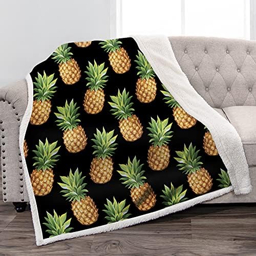 Jekeno Blanket Pineapple Gifts for Women - Presents for Fruits Pineapple Lovers Mother Daughter Teen Girls Birthday Valentines Christmas Decor Soft Cozy Warm Lightweight Kid Adult Sherpa Throw 50"x60"
