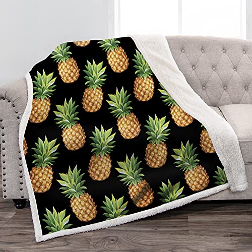 Jekeno Blanket Pineapple Gifts For Women - Presents For Fruits Pineapple Lovers Mother Daughter Teen Girls Birthday Valentines Christmas Decor Soft Cozy Warm Lightweight Kid Adult Sherpa Throw 50"X60" #TOP2