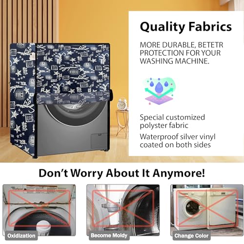 Image of Waterproof & Dustproof Top Front Load Washing Machine Cover for 6 kg 6.5 kg 7kg & 7.5 kg Compatible for IFB LG Samsung Whirlpool Bosch Haier (SIGNATURE BLUE)